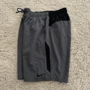 Nike Swim Trunks Contend Volley Heather Gray Blk Swimsuit NESSA482 Lined Pockets